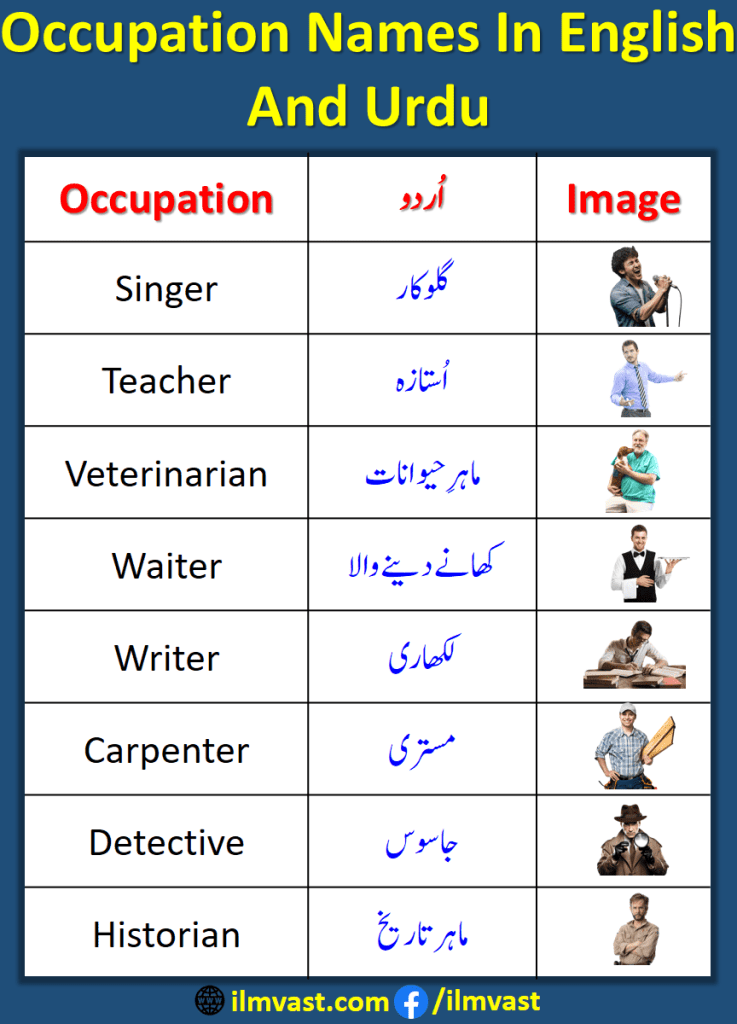 Occupation Names In English and Urdu with Pictures