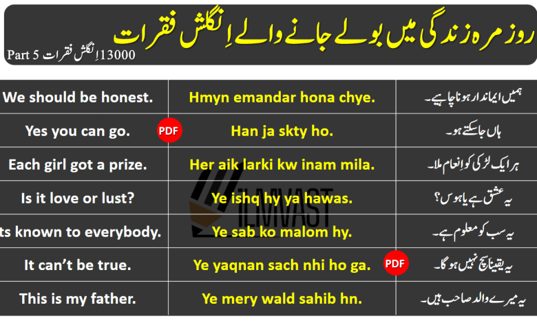 13000 Daily Use English To Urdu Sentences Part 5