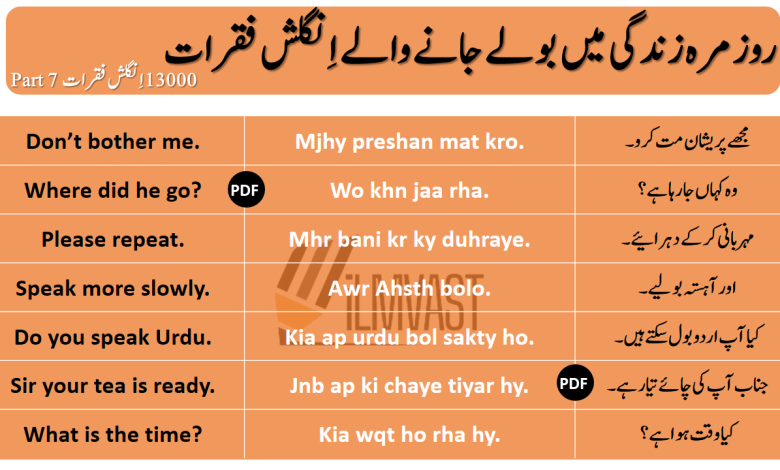 13000 Daily Use English To Urdu Sentences Part 7