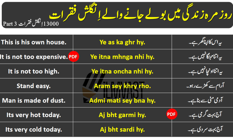 13000 Daily Use English To Urdu Sentences Part 3