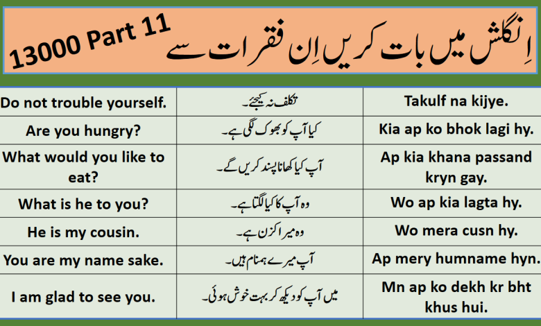 13000 Daily Use English To Urdu Sentences Part 11