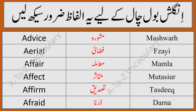 Series Of A-To-Z English To Urdu Vocabulary Part 1