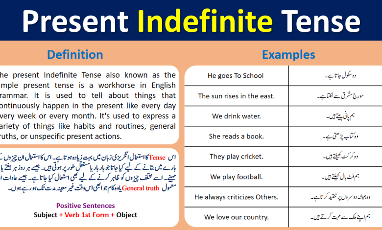 Present Indefinite Tense And Simple Tense With Examples