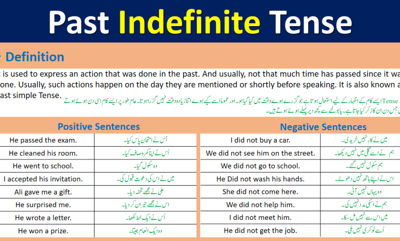 Past Indefinite Tense Definition Examples In Urdu